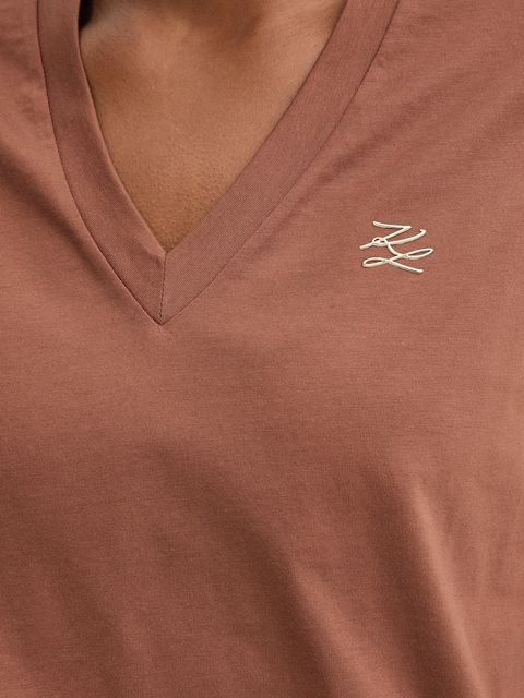 Karl Lagerfeld top bawełniany kolor brązowy B1W17012