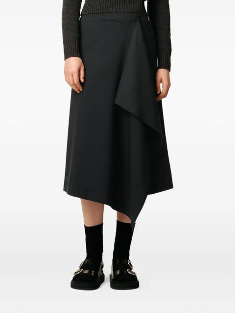 AMI Paris wrap asymmetrical wool midi skirt - Black