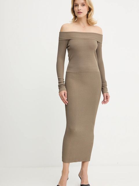 Armani Exchange sukienka kolor zielony midi dopasowana XW001313 AF10352 - zdjęcie produktu nr 2