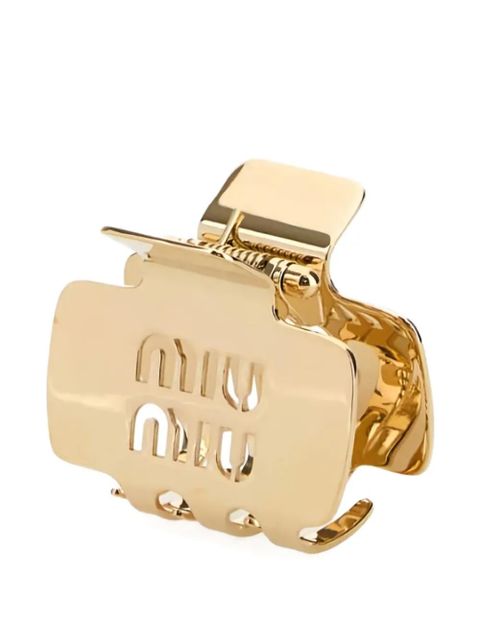 Miu Miu logo-detailed hair clip - Gold