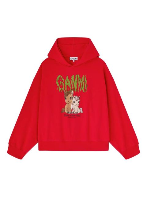 GANNI graphic-print hoodie - Red - zdjęcie produktu nr 1