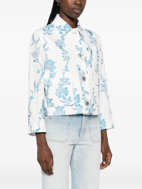 ETRO floral-embroidered patch-pockets jacket - White