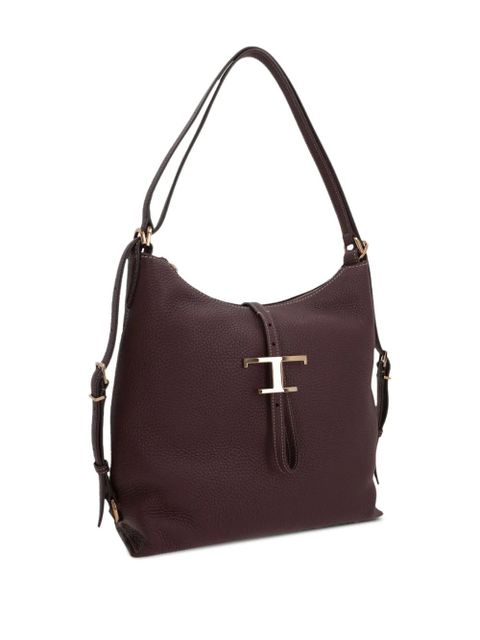 Tod's T Timeless grained leather shoulder bag - Brown