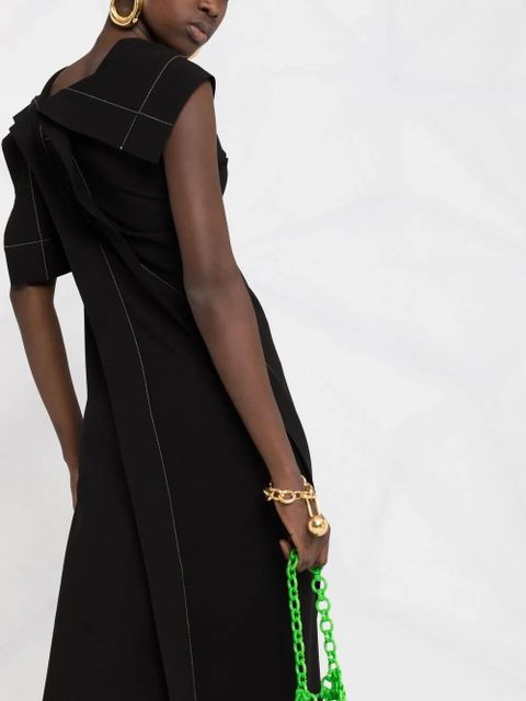 Jil Sander contrast stitching draped dress - Black