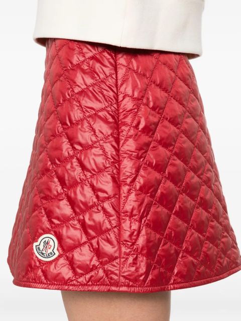 Moncler diamond-quilted mini A-line skirt - Red