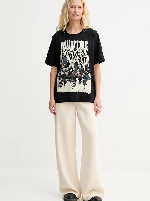 MUNTHE t-shirt bawełniany PRIZE damski kolor czarny 252110325260 - zdjęcie produktu nr 2