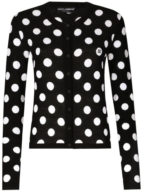 Dolce & Gabbana polka dot-pattern button-up cardigan - Black - zdjęcie produktu nr 1