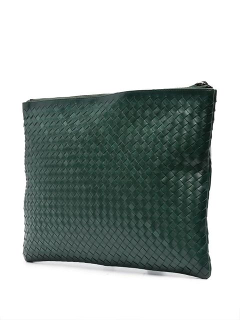 DRAGON DIFFUSION A4 interwoven leather clutch bag - Green