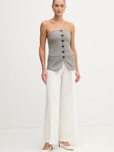 Sisley bluzka damska kolor czarny wzorzysta 5D12LH01R