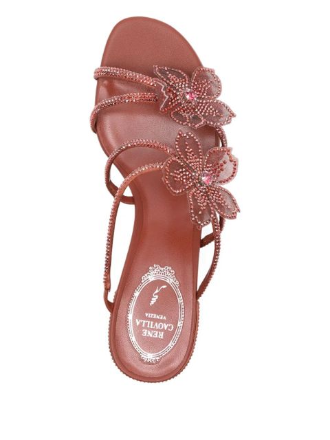 René Caovilla 50mm Peach Flower sandals - Brown
