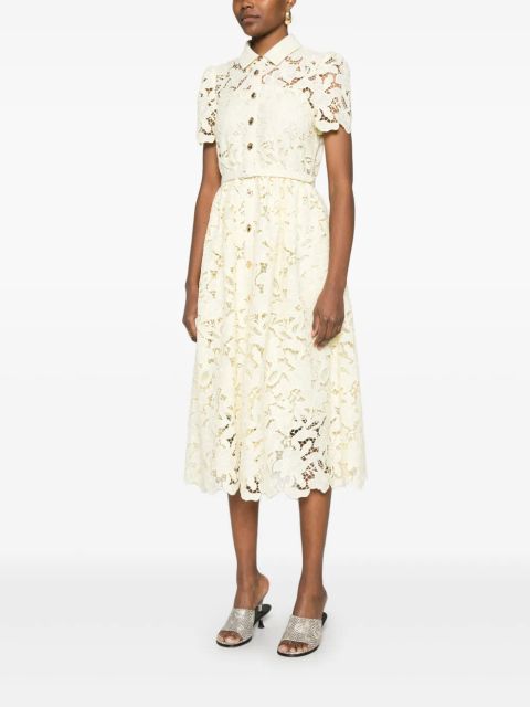 Self-Portrait lace collared midi dress - Yellow