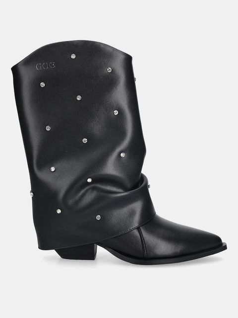 GOE kozaki skórzane damskie kolor czarny na słupku SS2N4217 BLACK