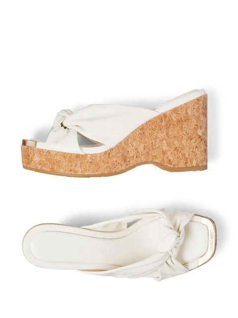 Jimmy Choo 95mm Avenue wedge sandals - White