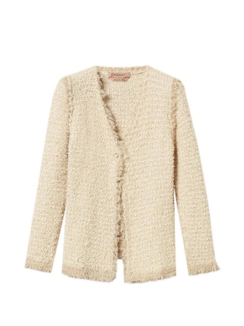 TWINSET frayed bouclé jacket - Neutrals - zdjęcie produktu nr 1