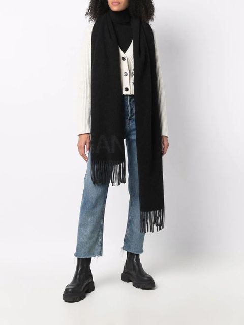 GANNI recycled wool-blend fringe scarf - Black - zdjęcie produktu nr 2