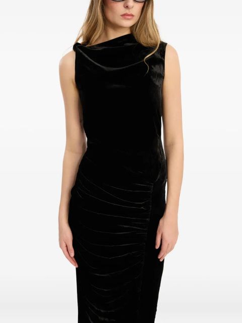 ROTATE BIRGER CHRISTENSEN velvet-ruched midi dress - Black