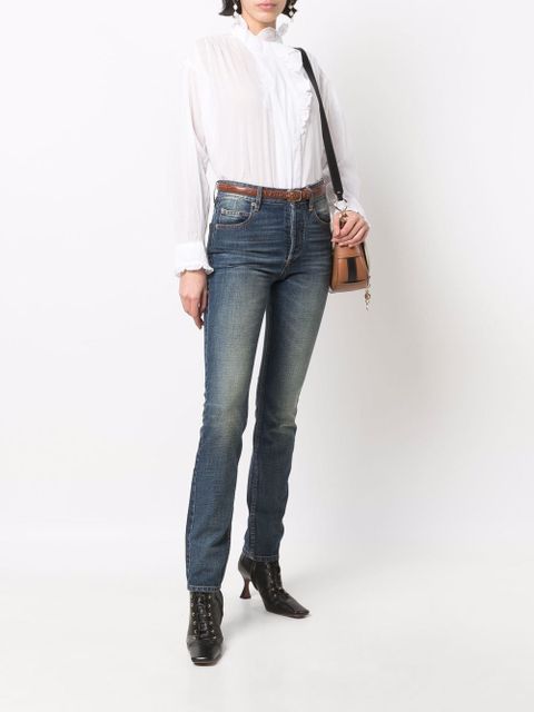 MARANT ÉTOILE ruffled high-neck blouse - White - zdjęcie produktu nr 2