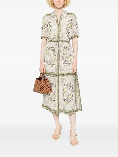 Tory Burch bird paisley midi dress - Neutrals - zdjęcie produktu nr 2