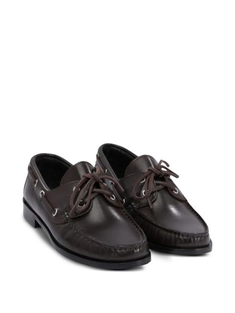Aeyde HArris lace-up leather boat shoes - Brown