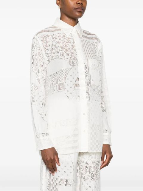 FENDI lace-panel shirt - White