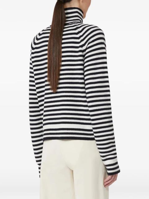 Max Mara Paniere striped button roll-neck sweater - White