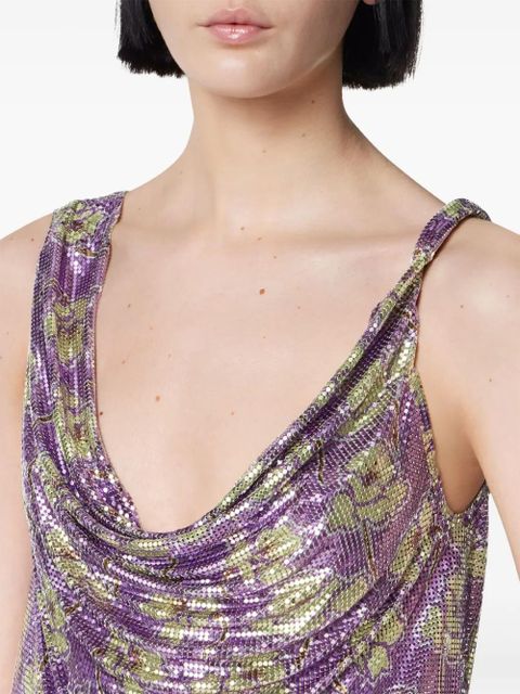 Versace mesh draped-neck top - Purple