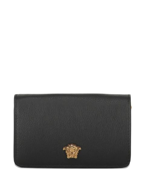 Versace logo-plaque leather wallet - Black