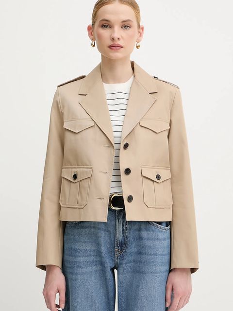 Tommy Hilfiger kurtka bawełniana kolor beżowy przejściowa WW0WW47164 - zdjęcie produktu nr 1