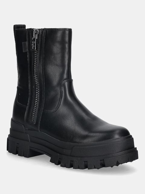 Buffalo botki Aspha Bootie Zip damskie kolor czarny na platformie lekko ocieplone 1270125-BLK - zdjęcie produktu nr 1