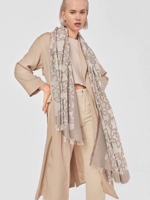 Tous szal Kaos Devore damski kolor beżowy wzorzysta 2000786347