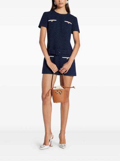 Self-Portrait bow-embellished bucket bag - Brown