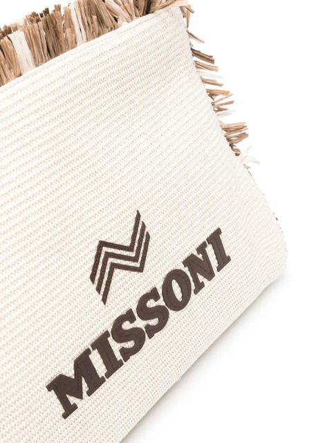 Missoni logo-patch interwoven shoulder bag - Neutrals