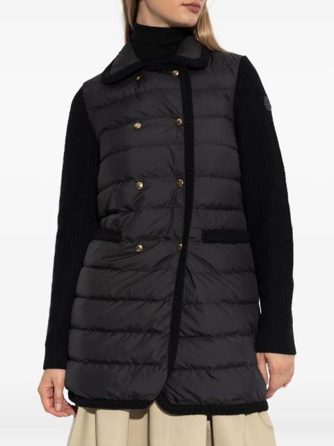 Moncler double-breasted panelled coat - Black