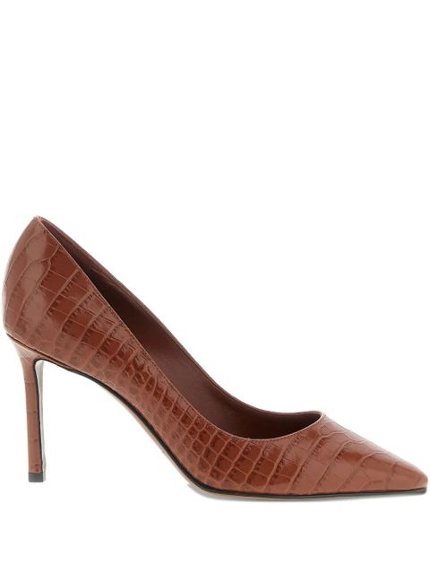 Jimmy Choo 85mm Romy crocodile-effect pointed-toe pumps - Brown - zdjęcie produktu nr 1