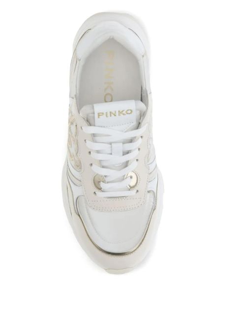 PINKO Zoe logo-detail leather sneakers - White