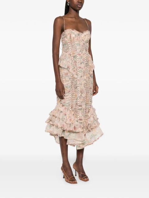 ZIMMERMANN Rebellion ruffled midi dress - Neutrals
