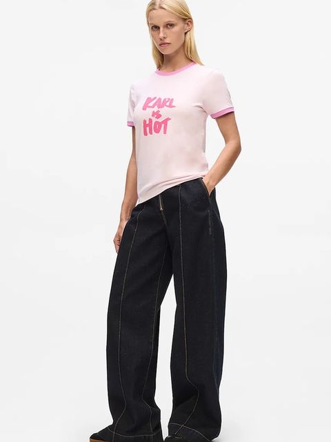 Karl Lagerfeld t-shirt bawełniany Karl Lagerfeld x Paris Hilton damski kolor różowy A4W17102