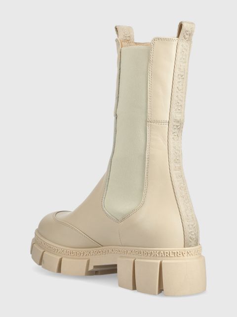 Karl Lagerfeld sztyblety skórzane ARIA damskie kolor beżowy na platformie KL43280