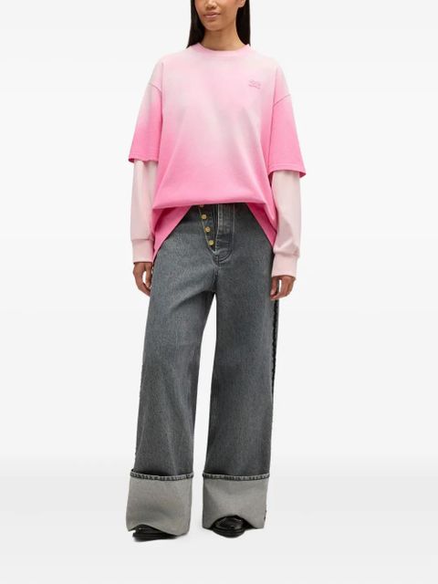 GANNI layered logo-detail T-shirt - Pink