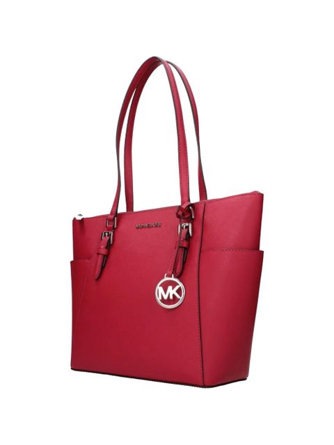 Michael Kors large Charlotte logo-plaque leather tote bag - Pink