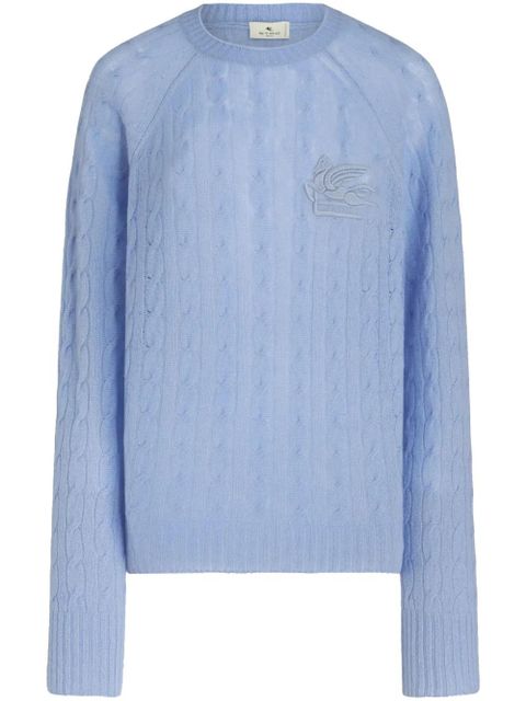 ETRO embroidered-logo cable-knit cashmere jumper - Blue - zdjęcie produktu nr 1