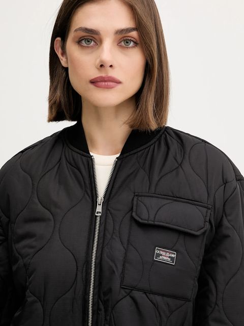 Guess Jeans kurtka kolor czarny przejściowa oversize W5YL26 WHG02