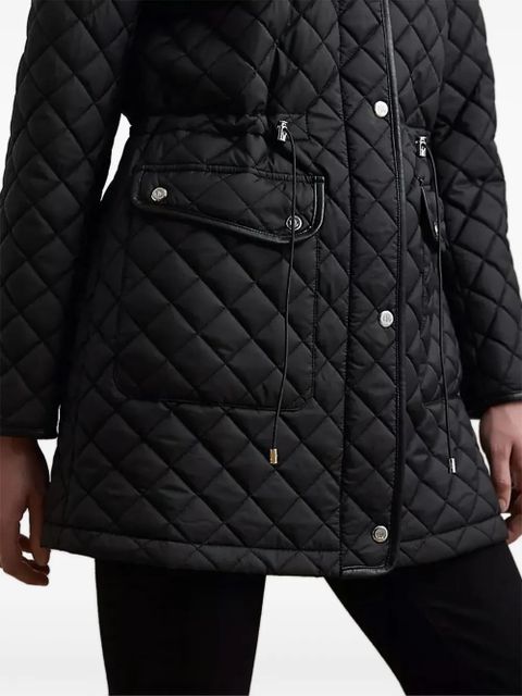 Lauren Ralph Lauren crest-patch diamond-quilted hooded jacket - Black