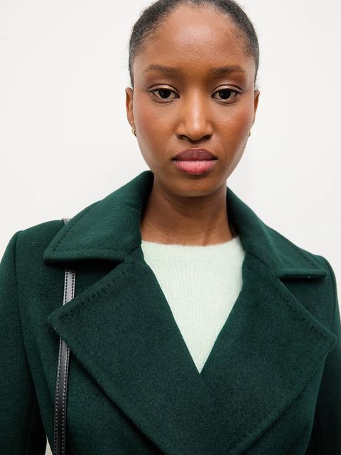 Answear Lab płaszcz wełniany kolor zielony przejściowy dwurzędowy