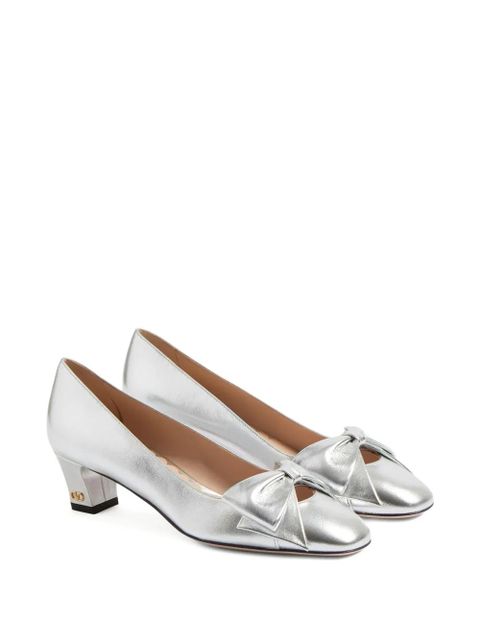 Valentino Garavani 45mm Bowow leather pumps - Silver