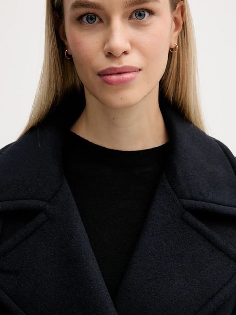 Sisley płaszcz z dodatkiem wełny kolor granatowy 2LAJLN06E