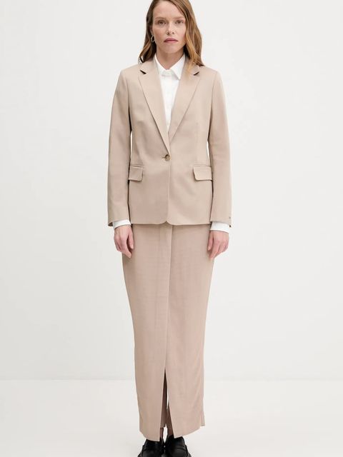 Tommy Hilfiger marynarka kolor beżowy jednorzędowa gładka WW0WW47179 - zdjęcie produktu nr 2