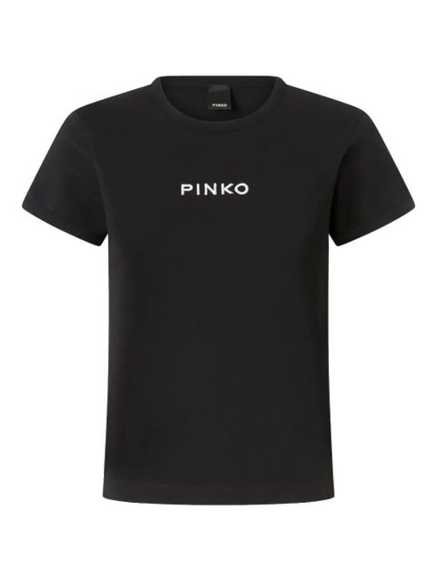 PINKO logo-embroidered cotton T-shirt - Black - zdjęcie produktu nr 1