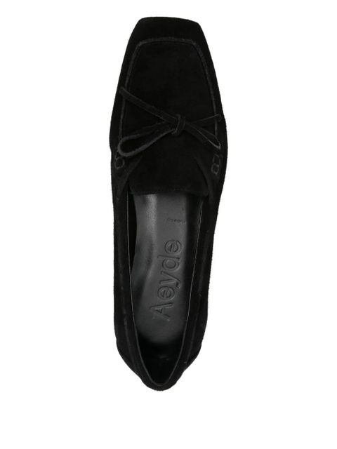 Aeyde bow-detail suede loafers - Black
