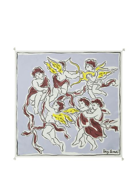 Tory Burch Cherubs silk square scarf - Grey - zdjęcie produktu nr 1